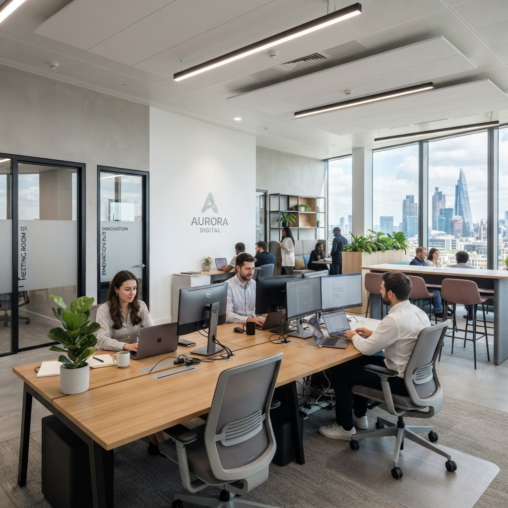 Office painting services Sydney - modern office workspace with professional paint finish on walls creating a clean corporate environment with brand-aligned colors and minimal disruption