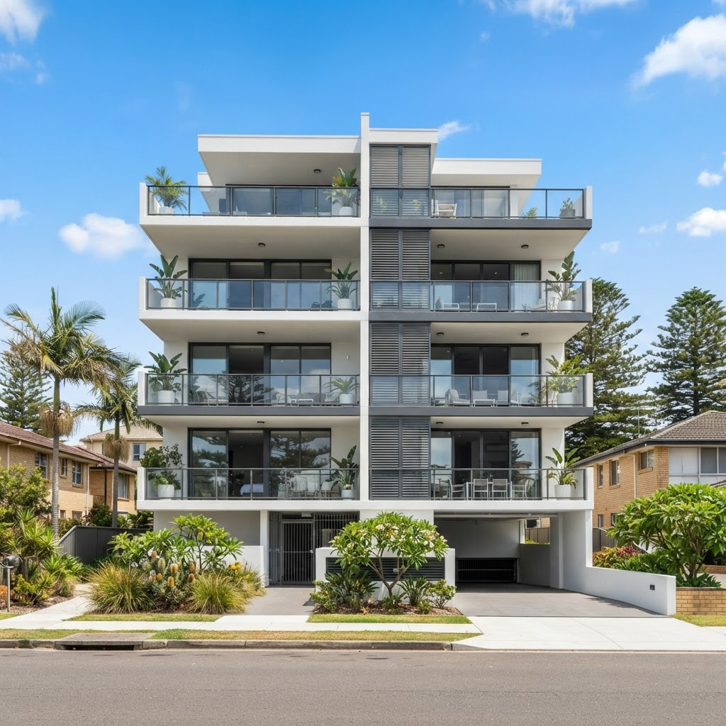 Freshly repainted strata apartment block balconies in Dee Why on the Northern Beaches