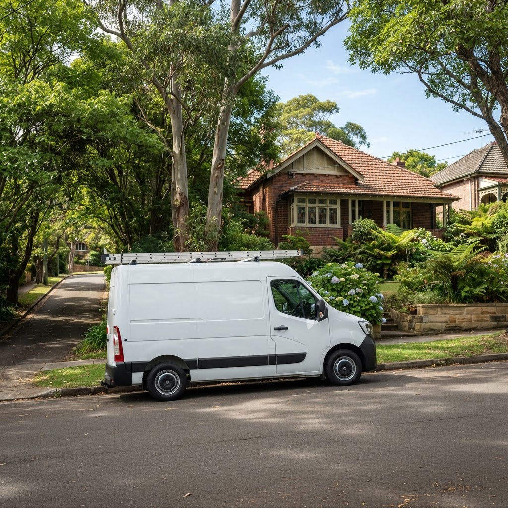 Sydney Paintmasters work van parked on a leafy Ku-ring-gai street