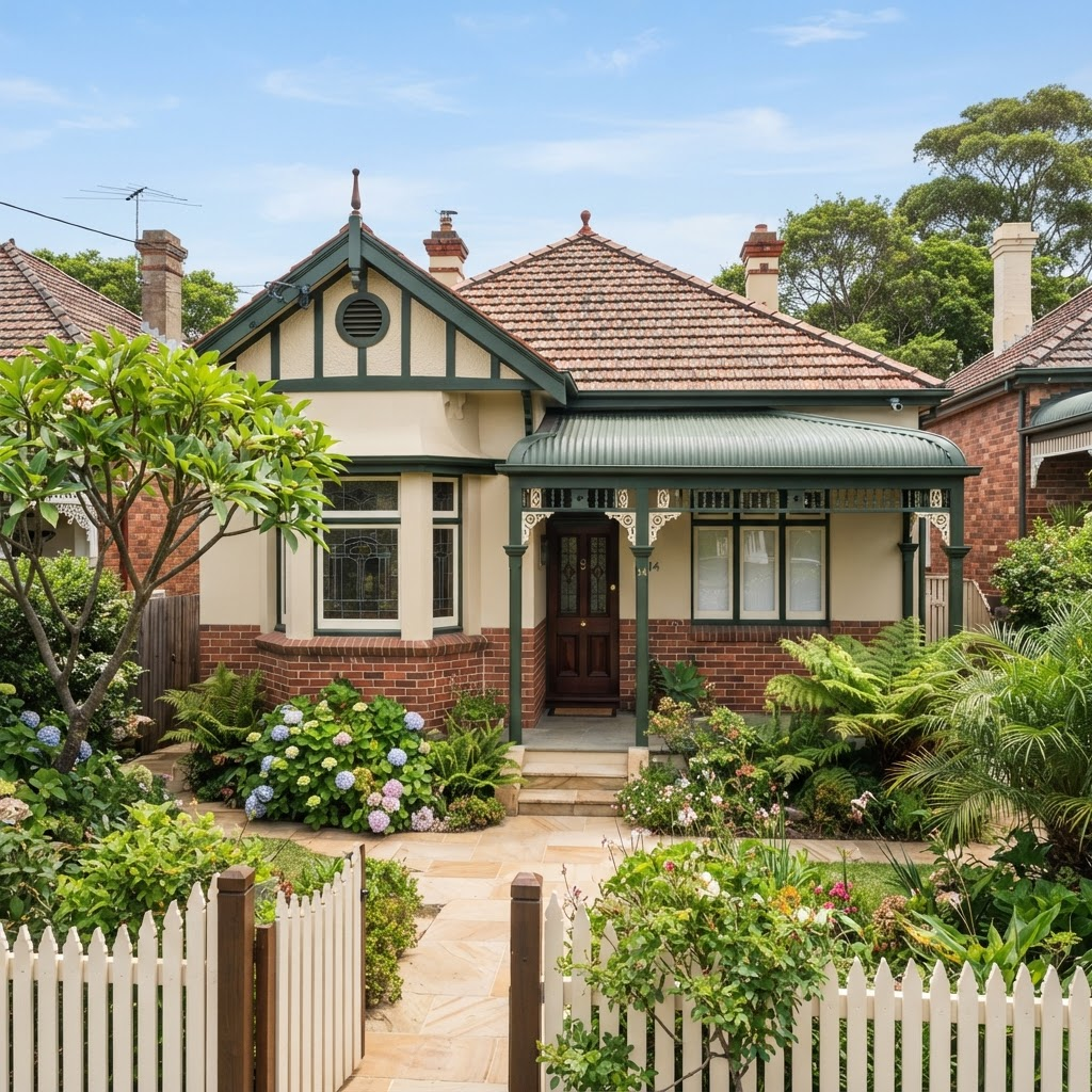 Federation home exterior given a full repaint near The Corso in Manly