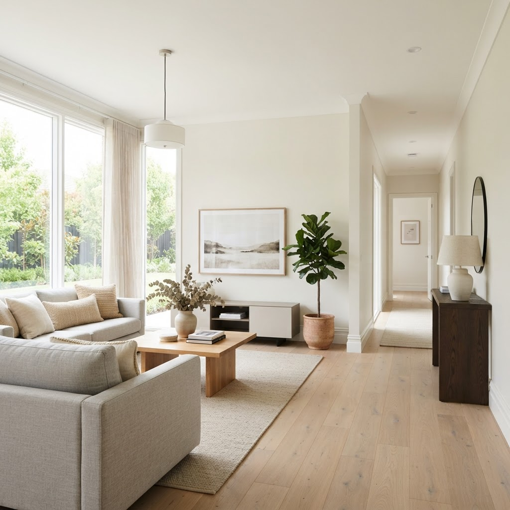 Bright interior living room after a full repaint by Sydney Paintmasters in St Ives