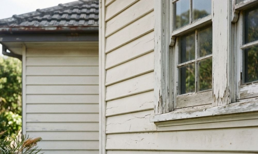 Weathered exterior paint on a Sydney home showing signs that it may need an update