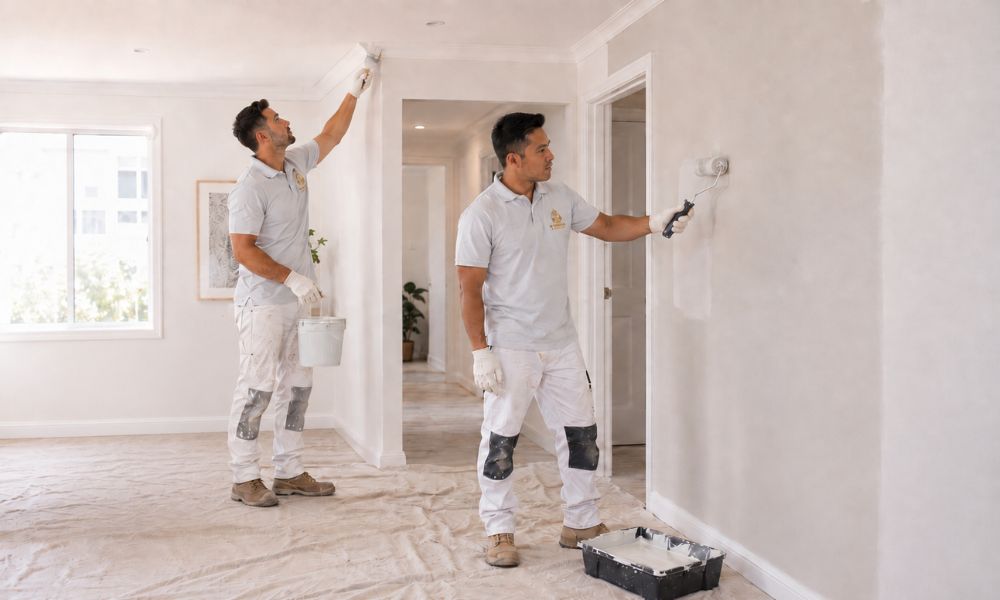 Bright interior living room repaint with crisp white ceilings and freshly coated walls on the Lower North Shore