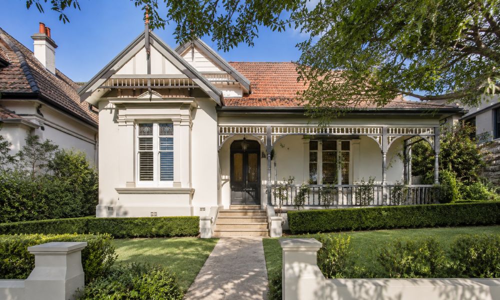 Freshly repainted Federation home facade on a leafy Mosman street