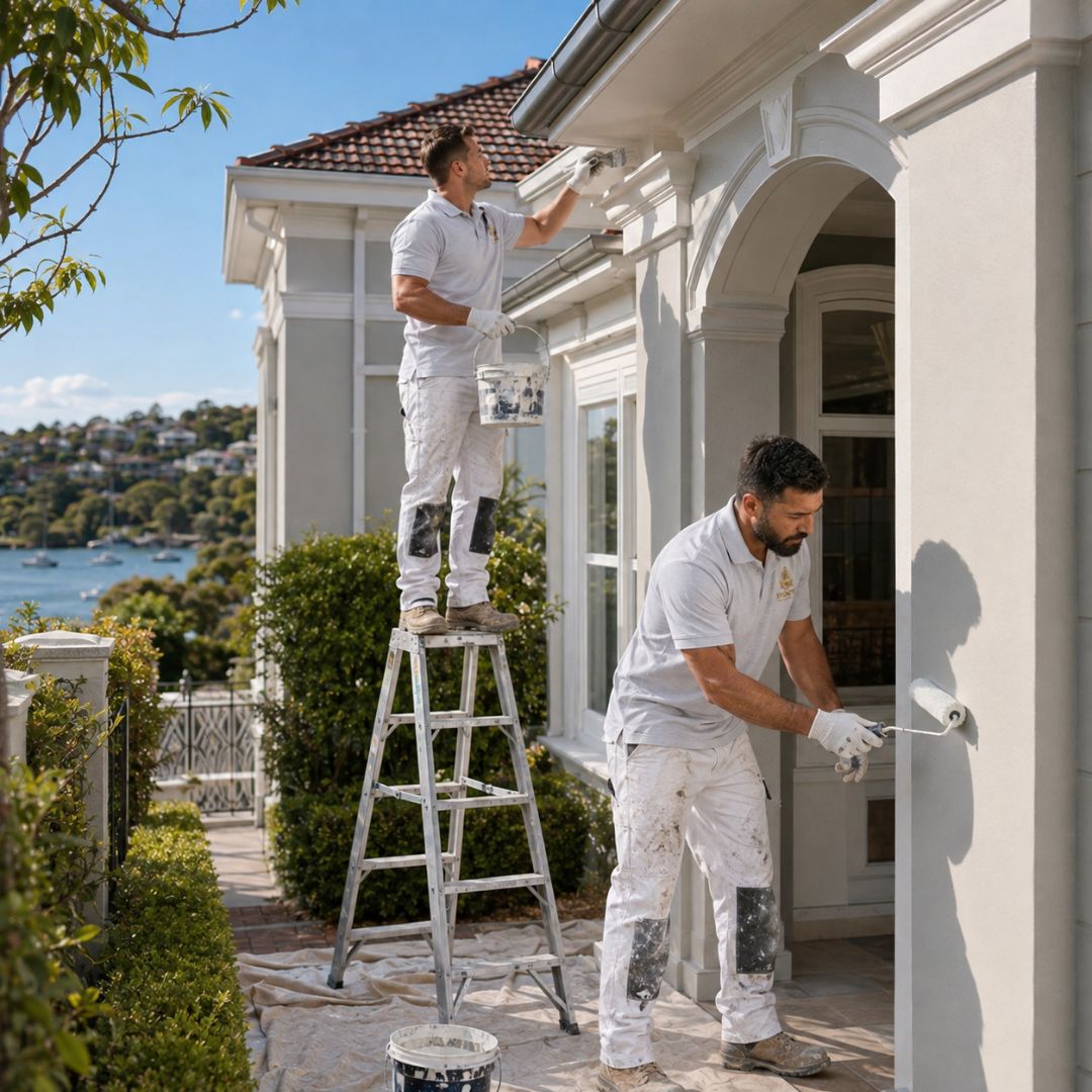 Sydney Paintmasters crew repainting a heritage home exterior in Mosman