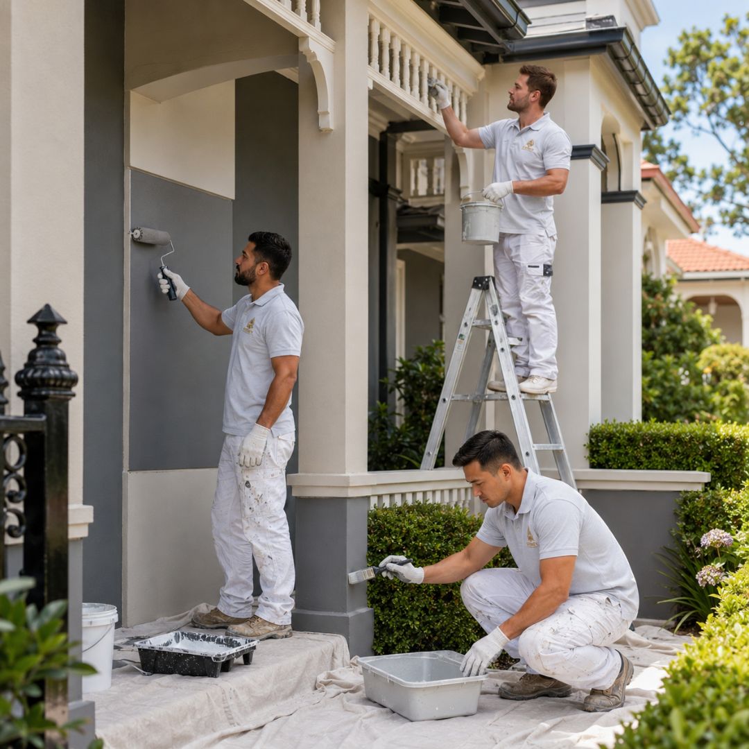Freshly repainted heritage terrace facade on a leafy Randwick street