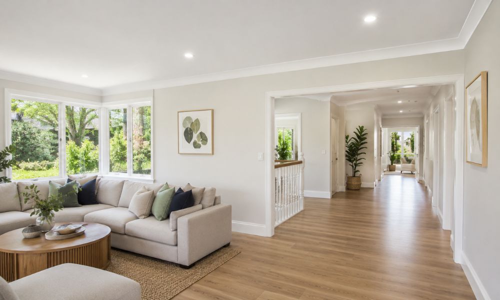 Bright interior living room after a full repaint by Sydney Paintmasters in St Ives