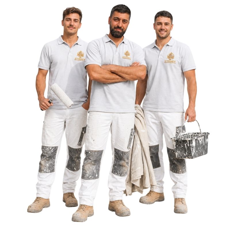 The Sydney Paintmasters team of three professional painters in branded uniforms