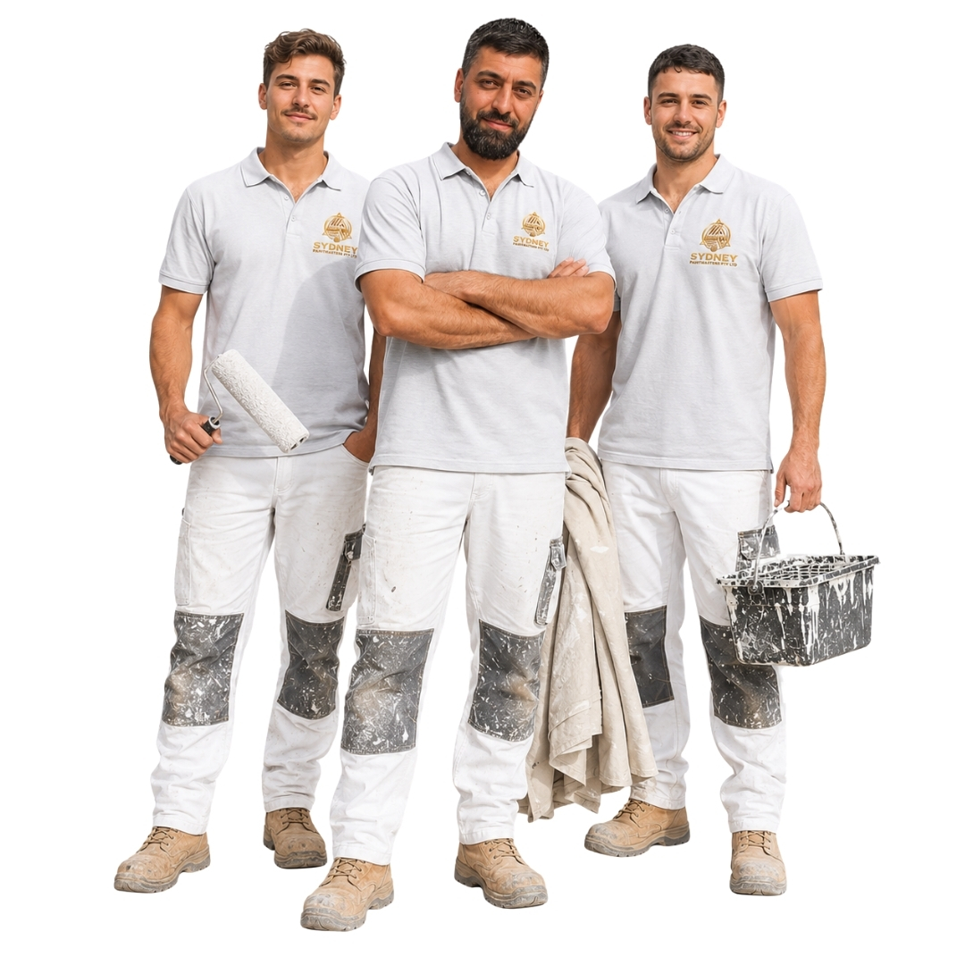 The Sydney Paintmasters team of three professional painters in branded uniforms