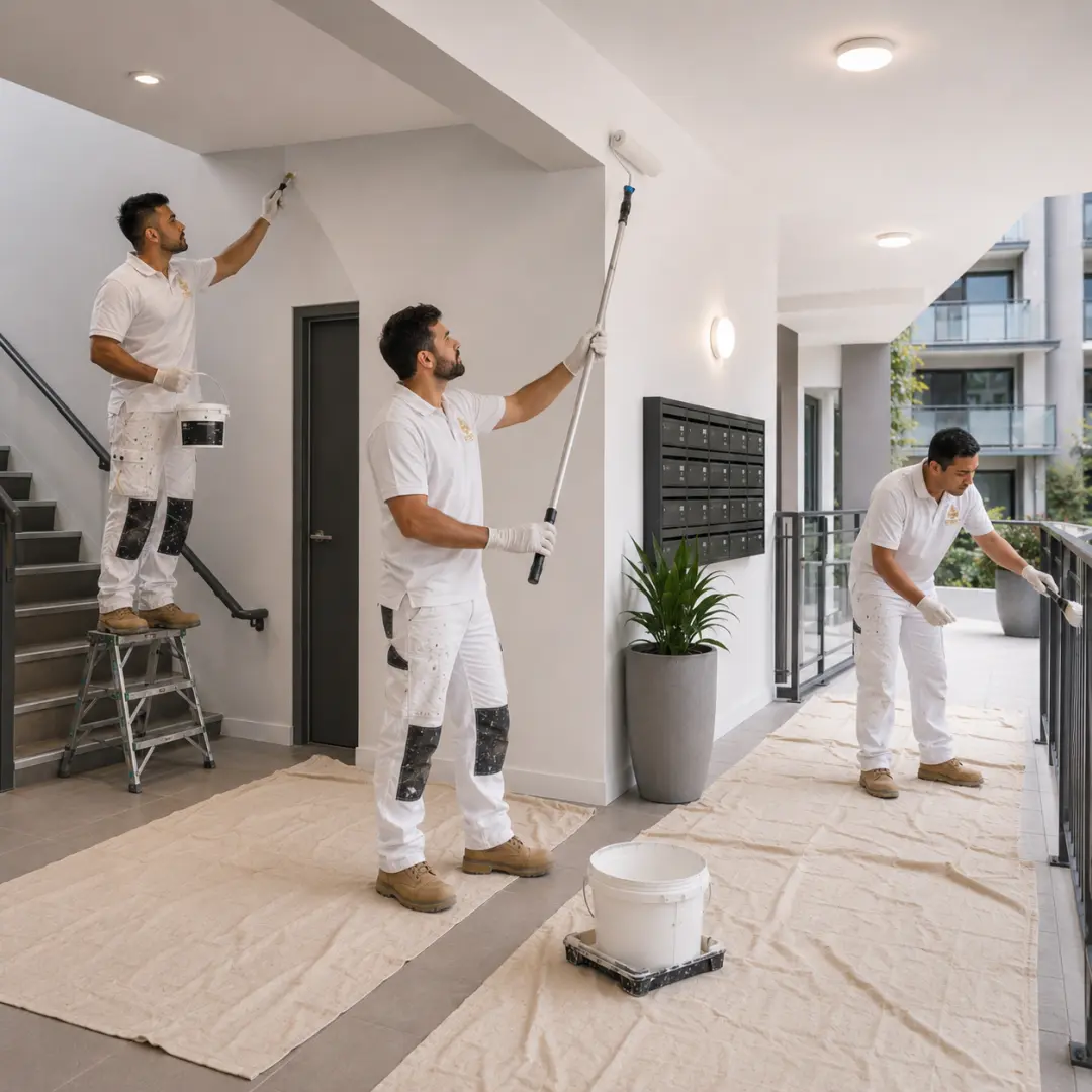 Freshly painted common area and facade of a Sydney strata apartment building