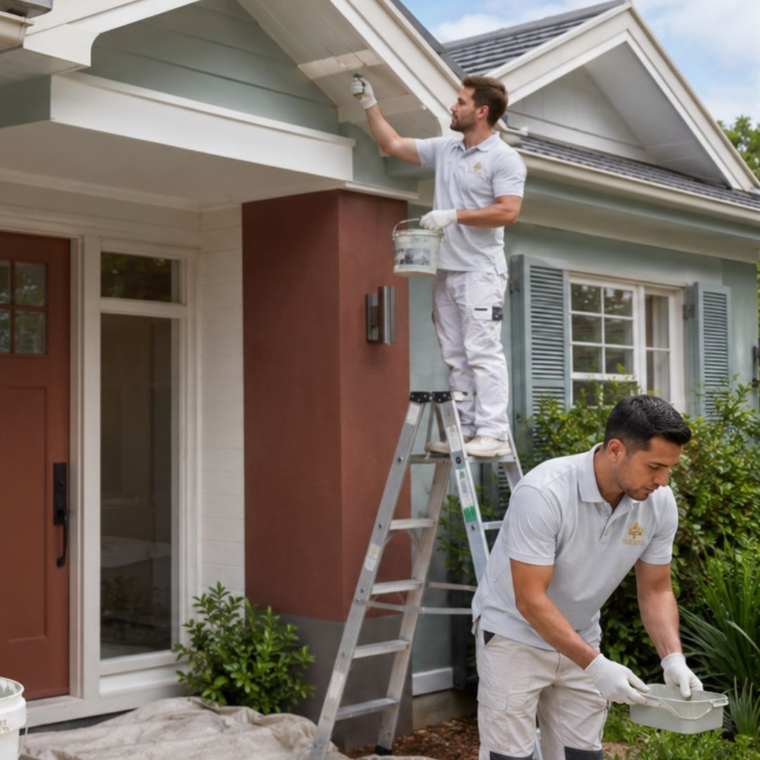 Residential house painting in Sydney - freshly painted interior room with white walls, large windows and professional finish for homes, units and townhouses