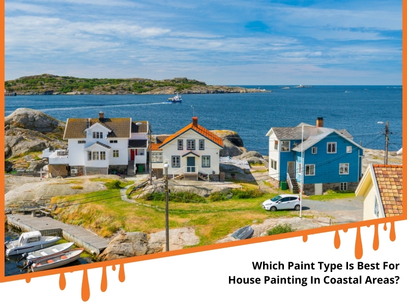 Colourful coastal homes near the sea, featuring the best house painting solutions for coastal areas.