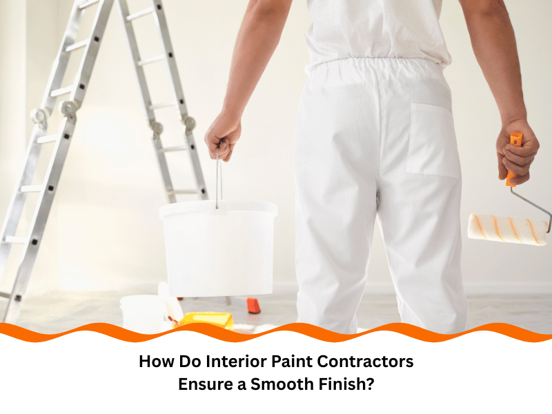 Interior paint contractors holding a paint bucket and roller, ready for smooth wall application.