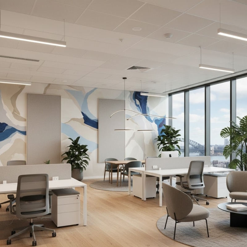 Freshly painted modern Sydney office interior using professional commercial painting services.