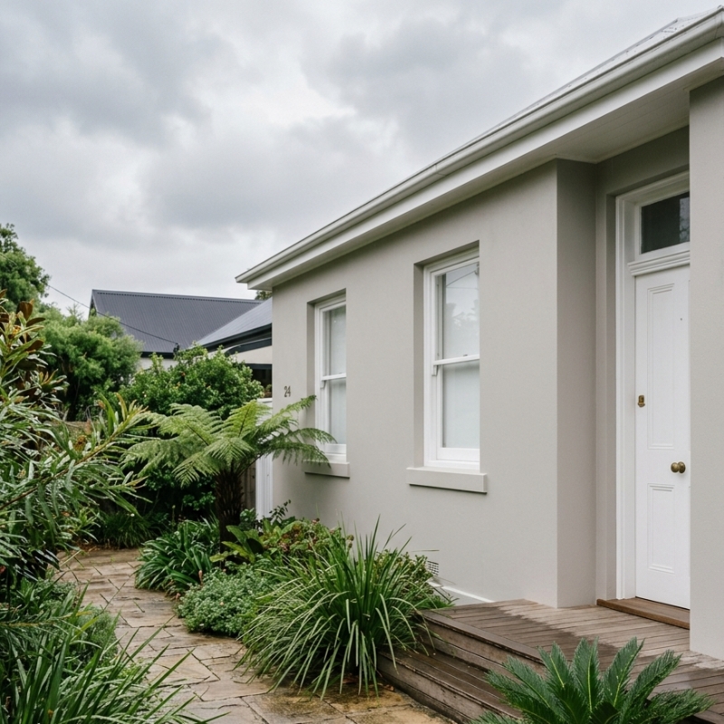 Freshly painted Sydney home exterior showing weather conditions suitable for a humidity-aware paint job